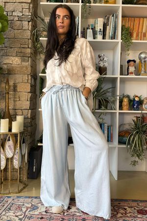 Washed Chambray Palazzo Jean Light 